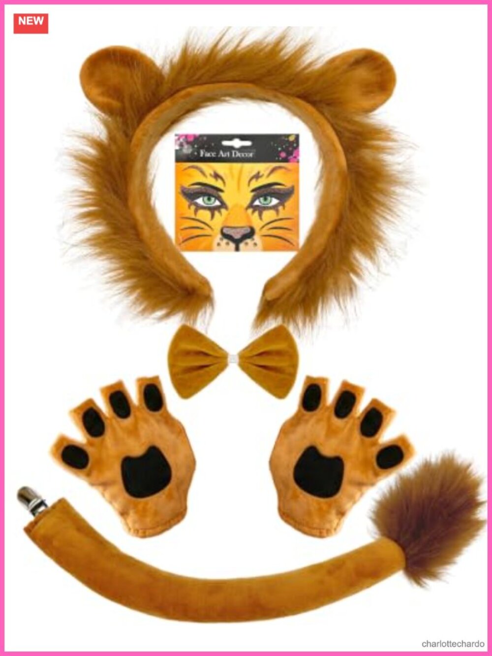 5 Piece Lion Costume Set Faux Fur Halloween Women Adult Cosplay